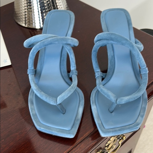 Jimmy Choo Shoes - Jimmy Choo Blue Sandals with Square Toe Design